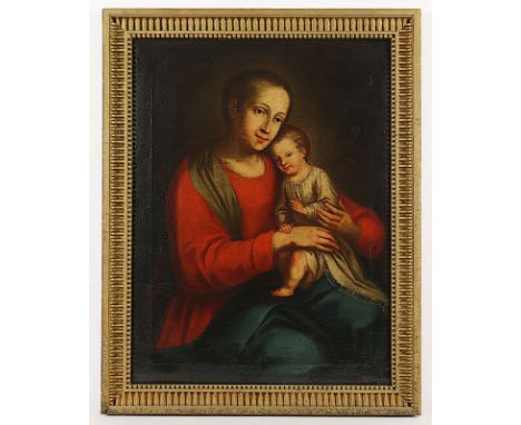Sakralmaler des 18.Jh., "Maria mit Kind", Öl/Lwd., 61 x 46,5, rest., R. 