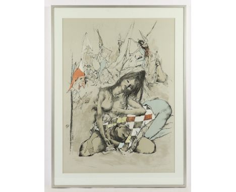 Bachmann, Otto, "Erotische Szene", Original-Farblithografie, 70 x 49, handsigniert, R. 