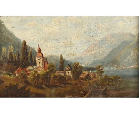 Le Feubure, Carl (1847-1911), Kopie nach, "Am Ossiacher See in Kärnten", Öl/Malkarton, 14 x 24, verso "1889" datiert, R. 