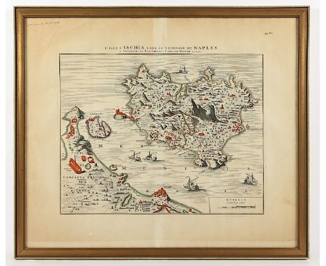 Ischia, "L'isle d'Ischia dans le voisinage de Naples", Kupferstich, 37,5 x 47,5, Covens/Mortier, Amsterdam, E.17.Jh., läs., R