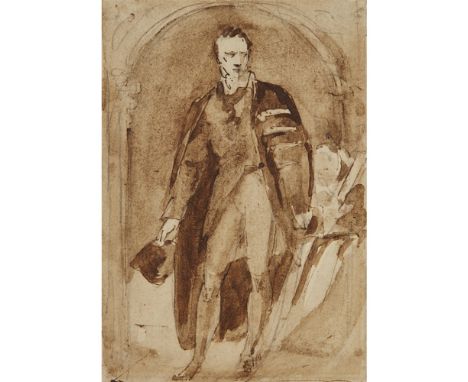 SIR THOMAS LAWRENCE P.R.A. (BRITISH, 1769-1830)  PORTRAIT STUDY OF A GENTLEMAN   Pencil, pen and ink and sepia wash on paper 