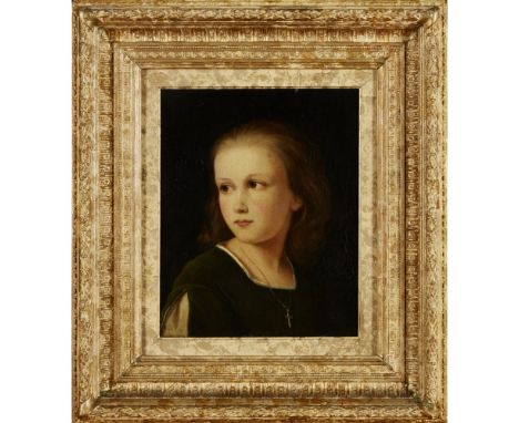 FOLLOWER OF EMILE-JEAN HORACE VERNET (FRENCH, 1789-1863)  PORTRAIT OF A YOUNG GIRL, HEAD AND SHOULDERS, IN A GREEN DRESS   Oi