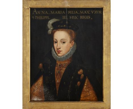 FOLLOWER OF BARTOLOMÉ GONZALEZ Y SERRANO (SPANISH, 1564-1627)  PORTRAIT OF ANNA MARIA, DAUGHTER OF PHILIP III OF SPAIN   Insc