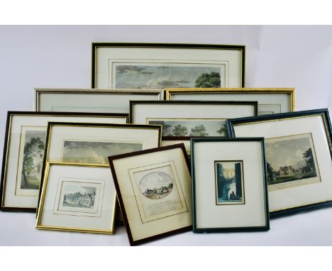 A quantity of framed 18th / 19th / 20th Century prints to include Wrotham - the Church and place, dated 1782 , Riverhead and 