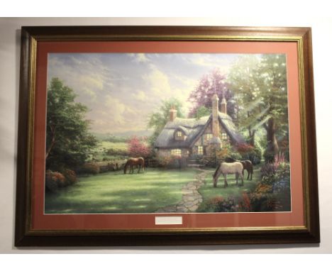 Thomas Kinkade - Lithograph, titled Perfect Summer Day, framed, H83cm x W112cm    