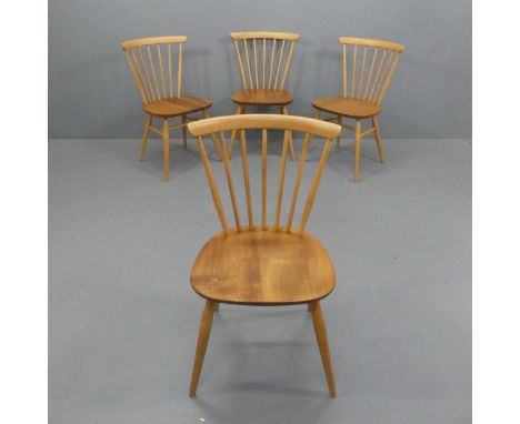 ERCOL - A mid-century set of four elm and beech model 449 bow top Windsor dining chairs.