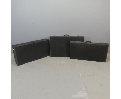 Three various vintage cases, one marked J.B Brooks &amp; Co. Ltd. Largest width 87cm, height 54cm, depth 20cm.