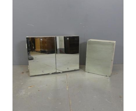Two vintage mirrored bathroom cabinets. Largest width 51cm, height 37cm, depth 14cm.