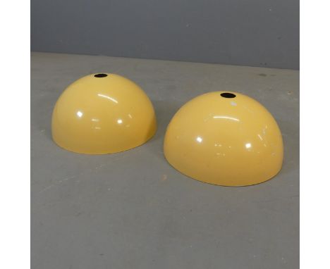 A pair of industrial style enamel lamp shades. Diameter 36cm, height 18cm.