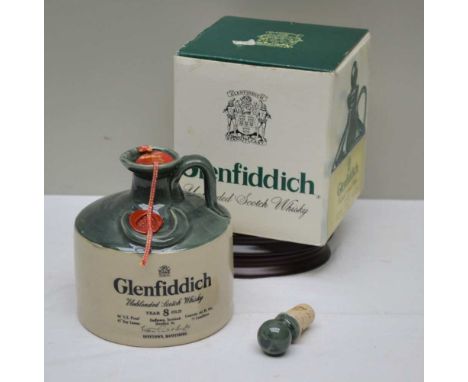 GLENFIDDICH 8 YEAR OLD Unblended Scotch Whisky, 43% volume, 26 2/3 fl.oz. ceramic flagon, in original box 