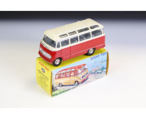 Boxed French Dinky 541 Mercedes Benz Small Bus diecast model in red &amp; white, minimal paint wear vg overall, box gd overal