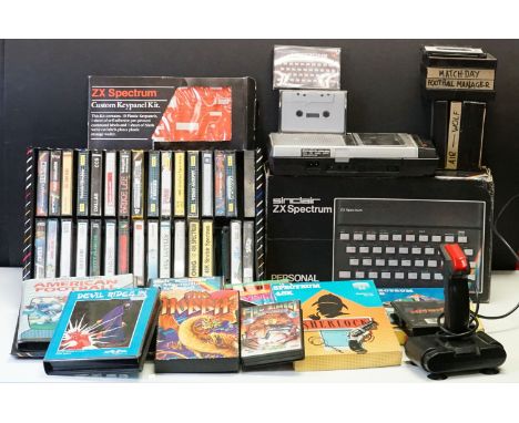 Retro Gaming - Boxed Sinclair ZX Spectrum 48K Personal Computer (console &amp; box in poor condition) with a Sanyou Cassette 