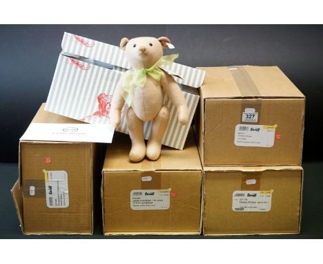Four boxed Steiff bears to include 421617 Club Ediiton 2020 32 grey Filzteddy 32 grey, 421174 Teddyb 32 Mohair sand 1911, 421