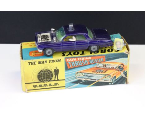 Boxed Corgi 497 The Man From UNCLE Thrushbuster diecast model with Waverly Ring, diecast dusty but otherwise appears vg, inne