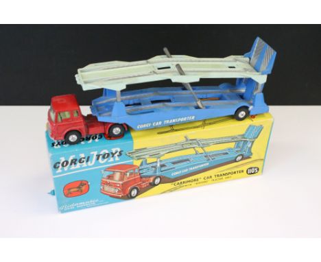 Boxed Corgi Major 1105 Carrimore Car Transporter diecast model, diecast gd with the odd paint chip or wear, box showing hole 