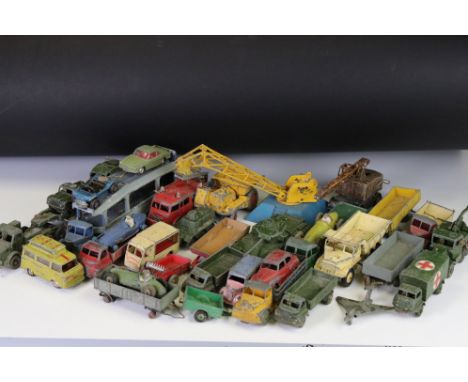 Quantity of mid 20th C diecast models showing heavy play wear, includes Dinky, Corgi &amp; Matchbox examples 
