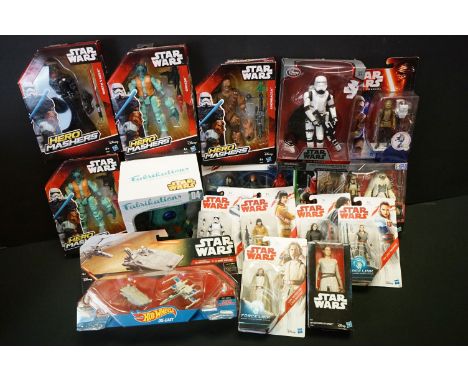 Star Wars - 14 Boxed Star Wars figures to include 6 x Hasbro Force Link (Kylo Ren, Resistance Tech Rose. First Order Stormtro