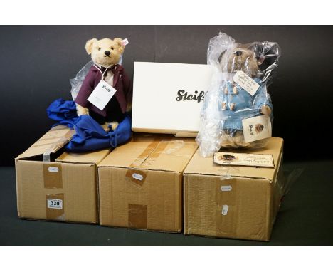 Three boxed Steiff limited edition Bears, to include 662768 Willy Wonka, certificate no. 318, 662010 Golden Anniversary Paddi