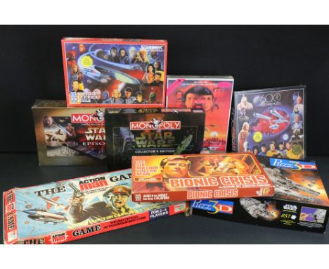 Eight Boxed TV-related games &amp; puzzles to include 2 x Hasbro Star Wars Collectors Edition Monopoly (appear unplayed with 