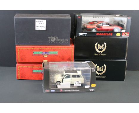 Six Boxed 1/18 scale diecast models to include Hot Wheels L2984 ltd edn Ferrari Mondial 8, 2 x Guiloy Top Line Miniatures Col