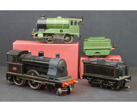Unmarked O gauge 4-4-0 Ramillies steam locomotive 1930 with tender, gd overall condition, plus a Hornby O gauge clockwork 0-4