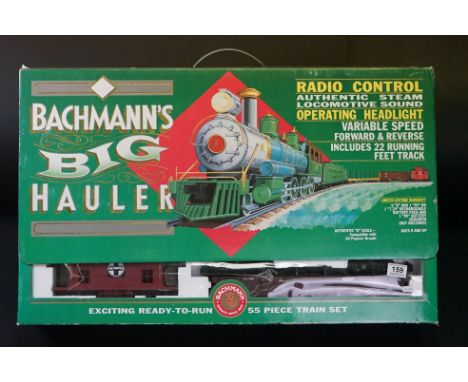 Boxed Bachmann Big Hauler G scale 90-0100 Radio Control train set complete with locomotive and 3 x items of rolling stock 