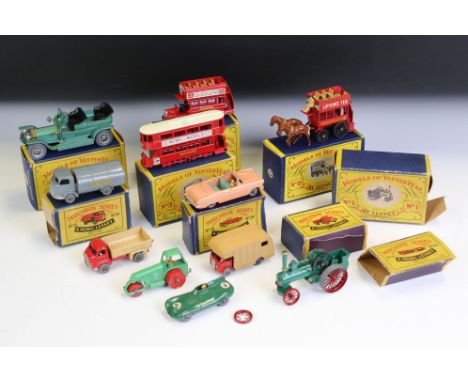 Nine boxed Matchbox Lesney diecast models to include 5 x Models of Yesteryear, 39, 41, 40 &amp; 38 plus 2 x unboxed models, d