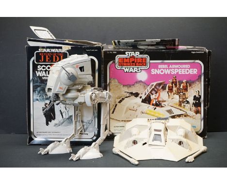 Star Wars - Two boxed Palitoy Vehicles to include Scout Walker with instructions (stickers peeling &amp; missing hatch blaste