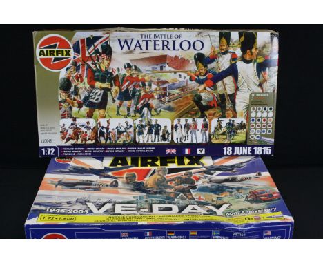 Two Boxed &amp; unbuilt Airfix plastic model kits to include A50048 1:72 The Battle of Waterloo (contents contained in sealed