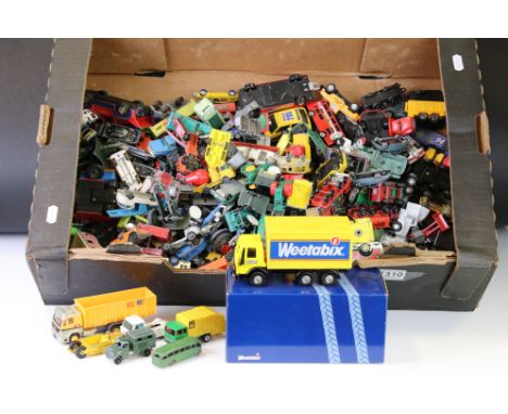 Quantity of play worn diecast &amp; plastic models from the mid 20th C onwards to include Matchbox 75 Series, Corgi, Husky EF