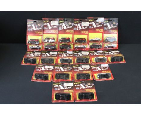 24 Carded 1980's ERTL The A-Team 1/64 scale diecast models (appear unopened, cards show light storage wear) 