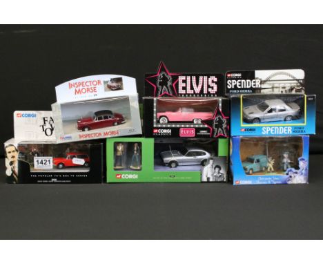 Six boxed Corgi TV related diecast models to include The Professionals 57401, Elvis 39901, Spender 96012, Inspector Morse 018