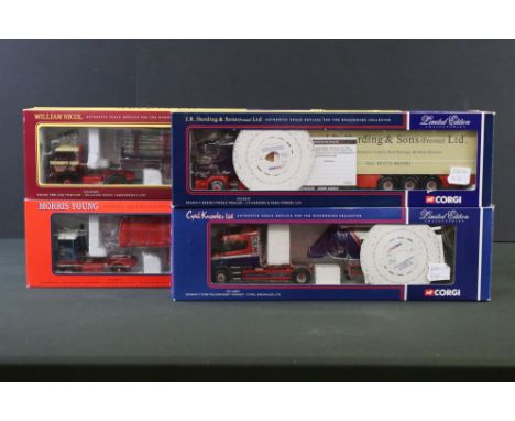 Four boxed ltd edn Corgi 1/50 diecast haulage models to include CC12807 Cyril Knowles Ltd, CC13102 William Nicol (Aberdeen) L