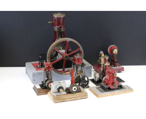 Live Steam - An early 20th Century single cylinder vertical stationary engine with 7" flywheel (33cm high), together with six