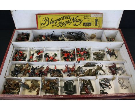 Over 110 mid 20th C play worn metal soldier figures, mainly Britains examples, also featuring Johillco and Taylor &amp; Barre