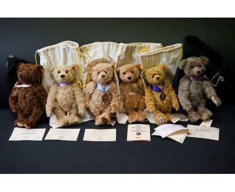 Six Steiff Danbury Mint Bears, all in Steiff bags, to include 662379 The 2006 Bear, 661914 The 2005 Bear, 660931 The 2003 Bea