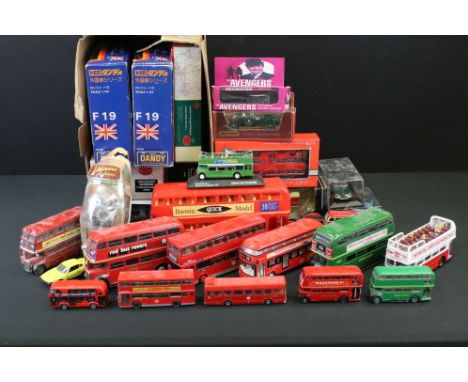 12 Boxed diecast models mainly featuring buses to include 6 x EFE (18101 Atlantean Park Royal, 14404 Leyland National, 23203 