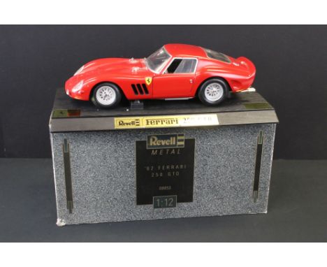 Boxed Revell 1:12 scale '62 Ferrari 250 GTO diecast model, no. 08853, in red. Diecast vg, box shows scuffing to edges 