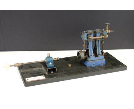 Live Steam - Stuart Turner D10 stationary marine engine (ex tugboat) comprising of twin-cylinders, suspended on A frames, wit