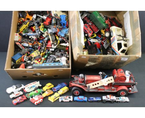 Large collection of mostly diecast play worn models to include Matchbox, Buddy, Hot Wheels, Corgi, Yatming and Majorette exam