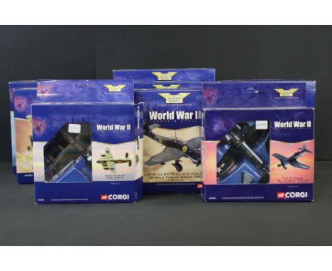 Nine Boxed Corgi Aviation Archive World War II diecast models to include 7 x 1:72 scale examples (AA32805 DH Mosquito FB VI, 