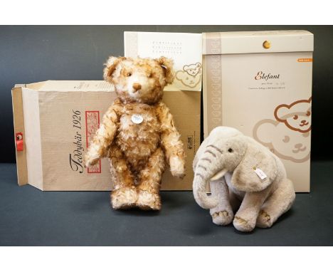 Two boxed Steiff teddy bears to include 037009 Elefant and Teddybar 1926 Replik, both ex 