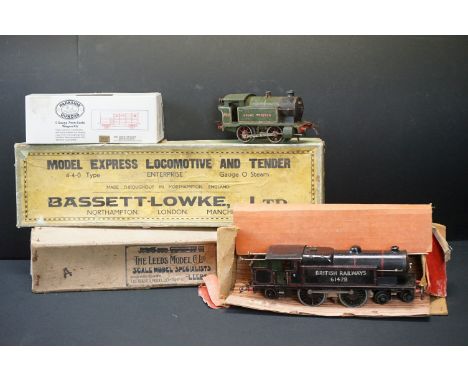 Three O gauge locomotives all with repainting and play wear, includes boxed Bassett Lowke Enterprise 4-4-0, boxed (poor box) 