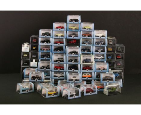 100 Cased / boxed Oxford 1/76 scale diecast models to include mainly Automobile with Commercials and Railway Scale examples, 