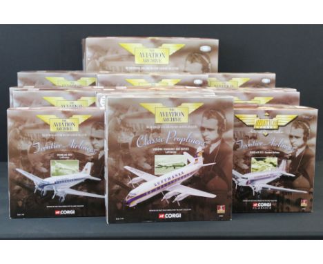 13 Boxed Corgi The Aviation Archive 1:144 scale diecast models to include 3 x Classic Jetliners ltd edn (AA32904, 2 x 48506),