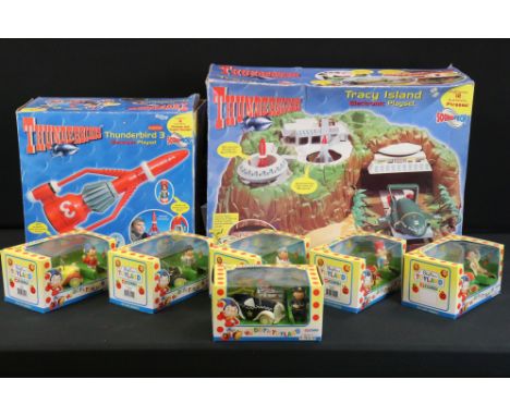 Eight boxed TV-related toys to include 2 x Vivid Imaginations Thunderbirds Electronic Playsets (Tracy Island &amp; Supersize 