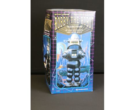 Boxed Masudaya Battery Operated Robby the Robot talking figure, vg 