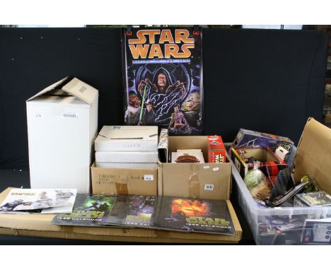 Star Wars - Mixed Star Wars collectables to include a boxed Bradford Exchange Star Wars Lightsaber Legacy Lamp, 1999 calendar