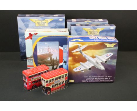 Five Boxed Corgi The Aviation Archive diecast models to include 2 x Military 1:144 scale (47302 Avro Lancaster RAF Coastal Co