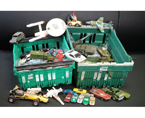 Over 35 Mid 20th C onwards play worn diecast models to include Dinky, Corgi, Matchbox and Lone Star, featuring Dinky USS Ente